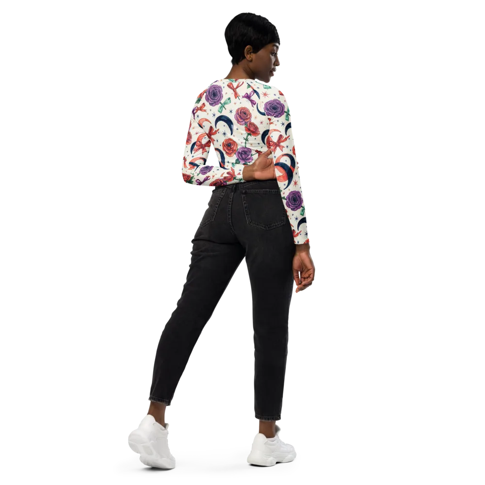 Ribbon Eclipse on Long Sleeve Crop Top — Right Back