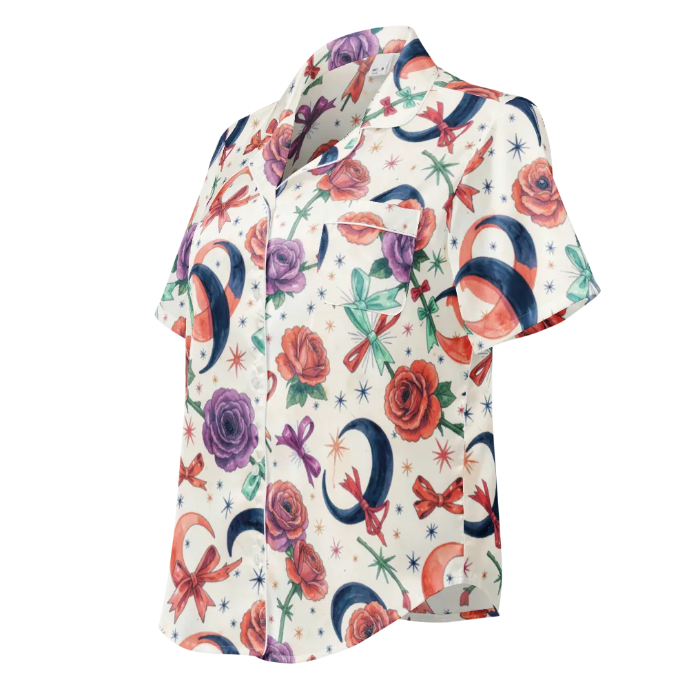 Ribbon Eclipse on Women's Short Sleeve Pajama Top — Left Front