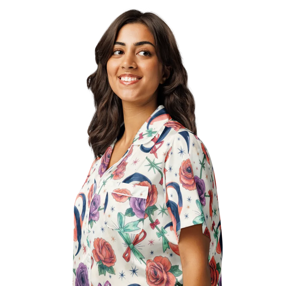 Ribbon Eclipse on Women's Short Sleeve Pajama Top — Left Front