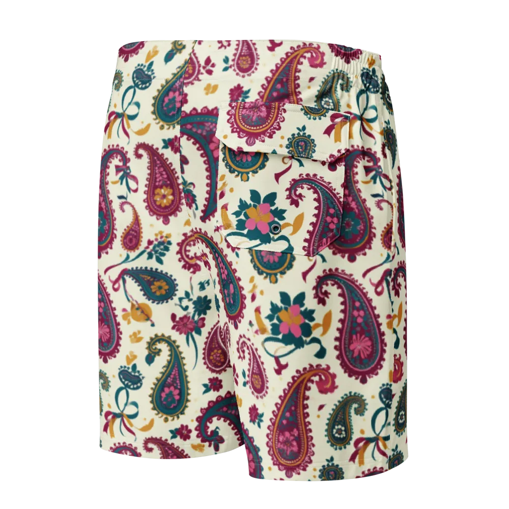 Saffron Paisley on Men's Board Shorts — Back