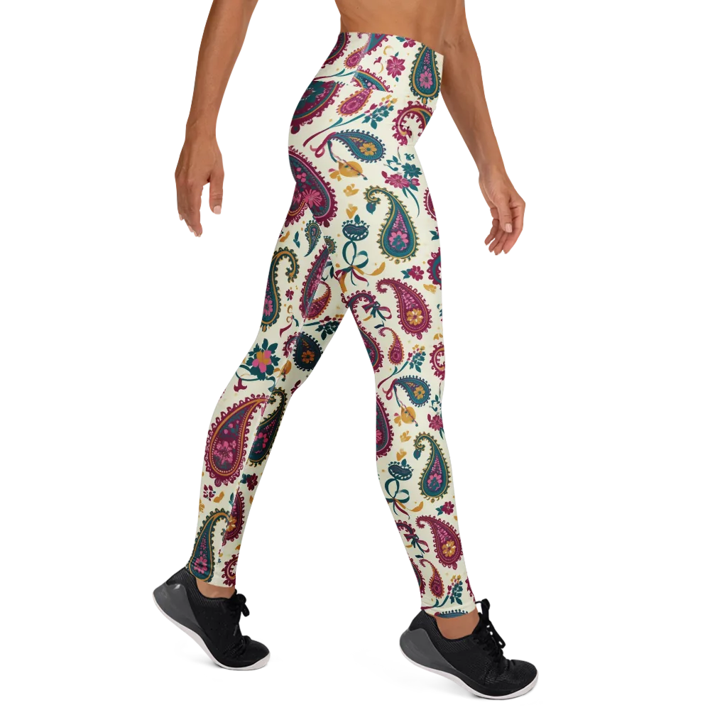 Saffron Paisley on Yoga Leggings — Right