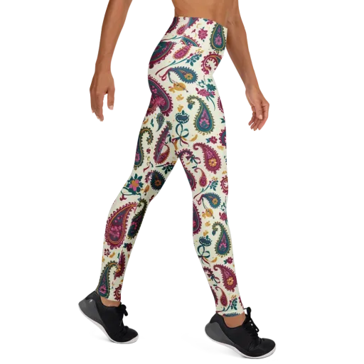 Saffron Paisley on a Yoga Leggings