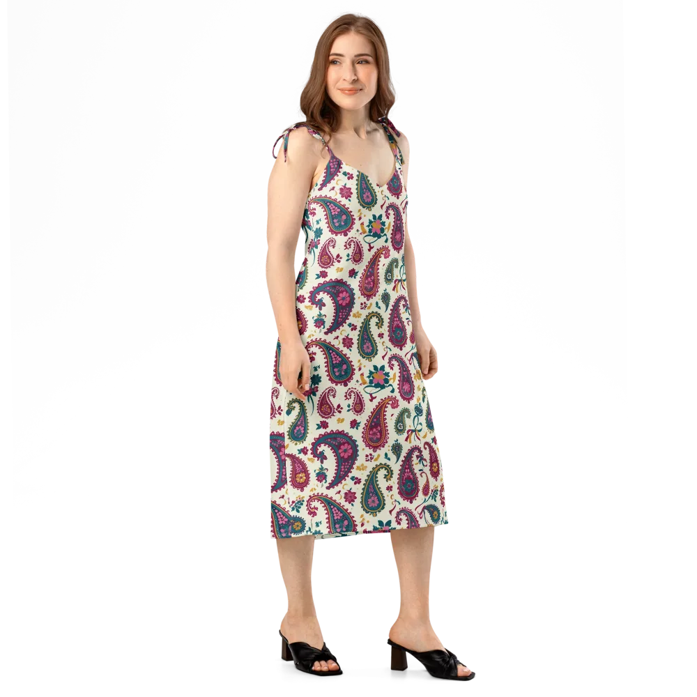 Saffron Paisley on Slip Dress — Right Front