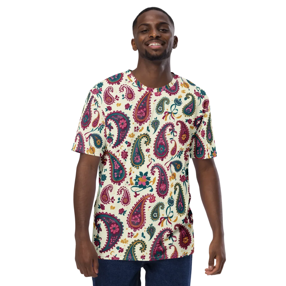 Saffron Paisley on Men's Crew Neck T-Shirt — Front