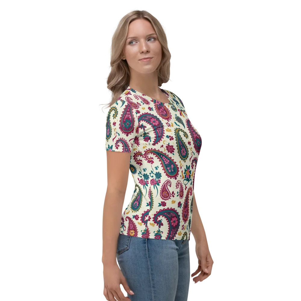 Saffron Paisley on Women's Crew Neck T-Shirt — Right