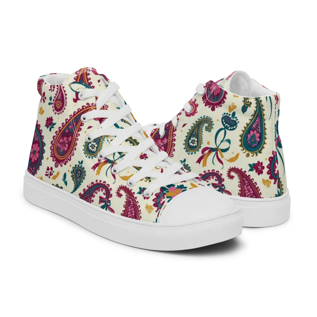 Saffron Paisley on Women's High Top Canvas Shoes — Right