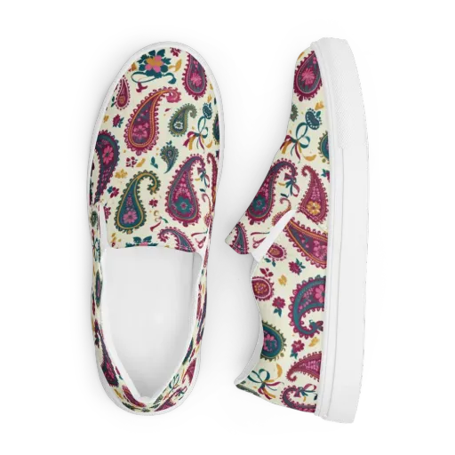 Saffron Paisley on a Men's Slip-On Canvas Shoes