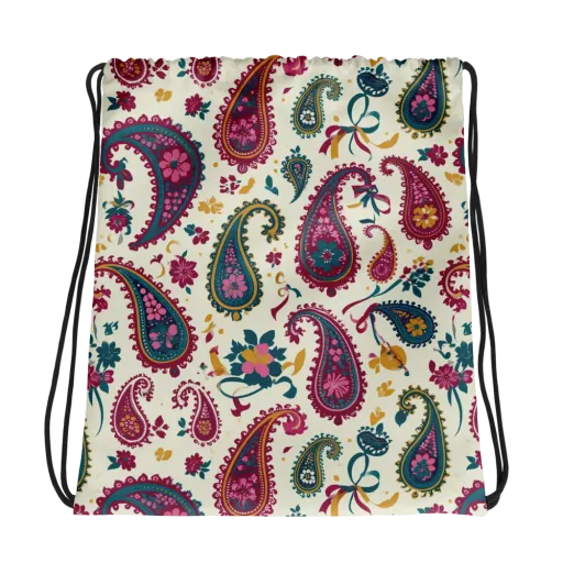Saffron Paisley on a Drawstring Bag