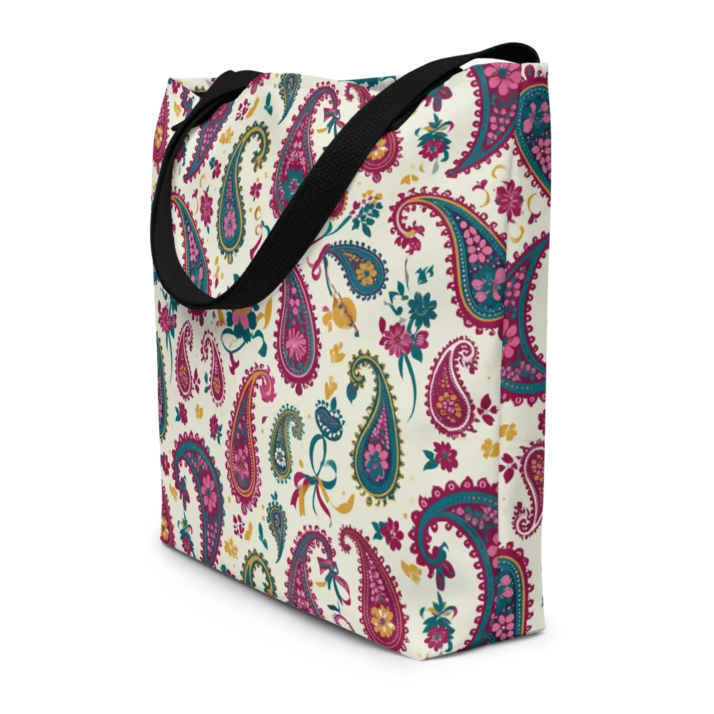 Saffron Paisley on Large Tote Bag W/ Pocket — Front