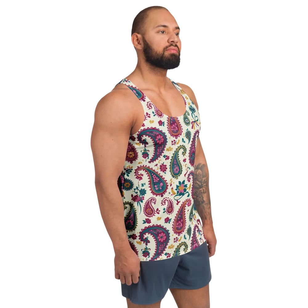 Saffron Paisley on Men's Tank Top — Right Front