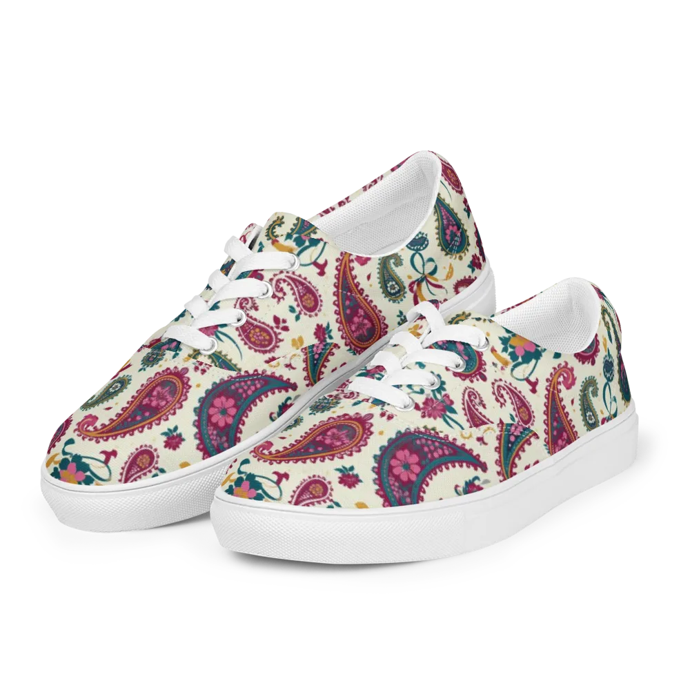 Saffron Paisley on Men's Lace-Up Canvas Shoes — Left Front