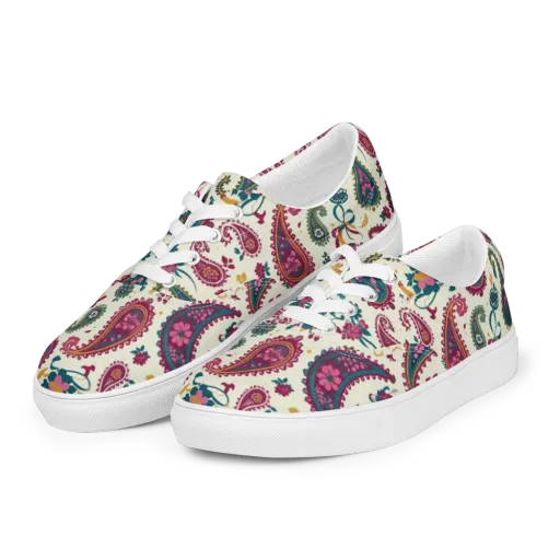 Saffron Paisley on a Men's Lace-Up Canvas Shoes