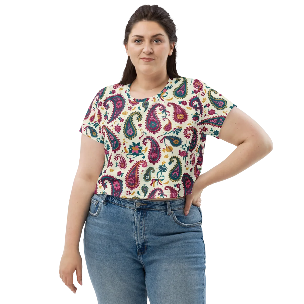 Saffron Paisley on Crop Tee — Front