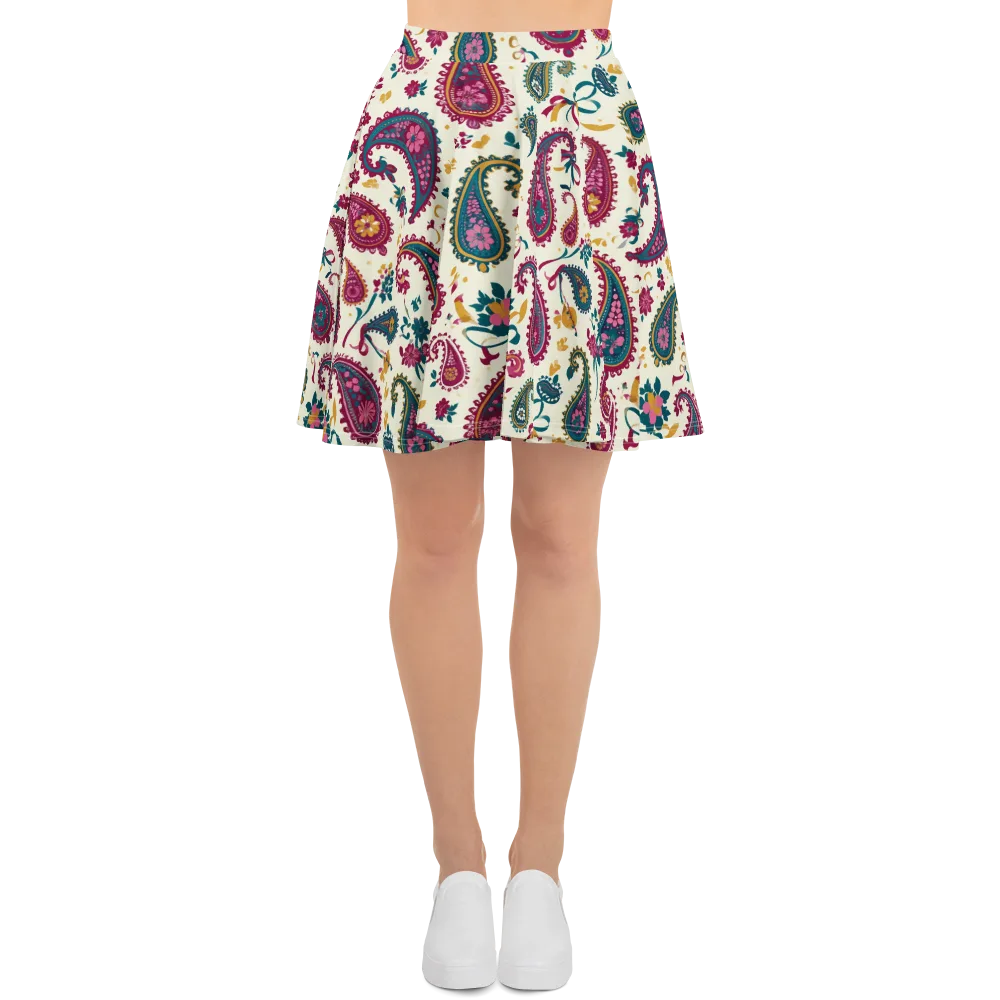 Saffron Paisley on Skater Skirt — Front