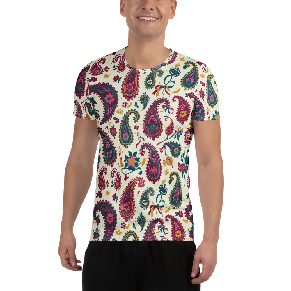 Saffron Paisley on Men's Athletic T-Shirt — Front