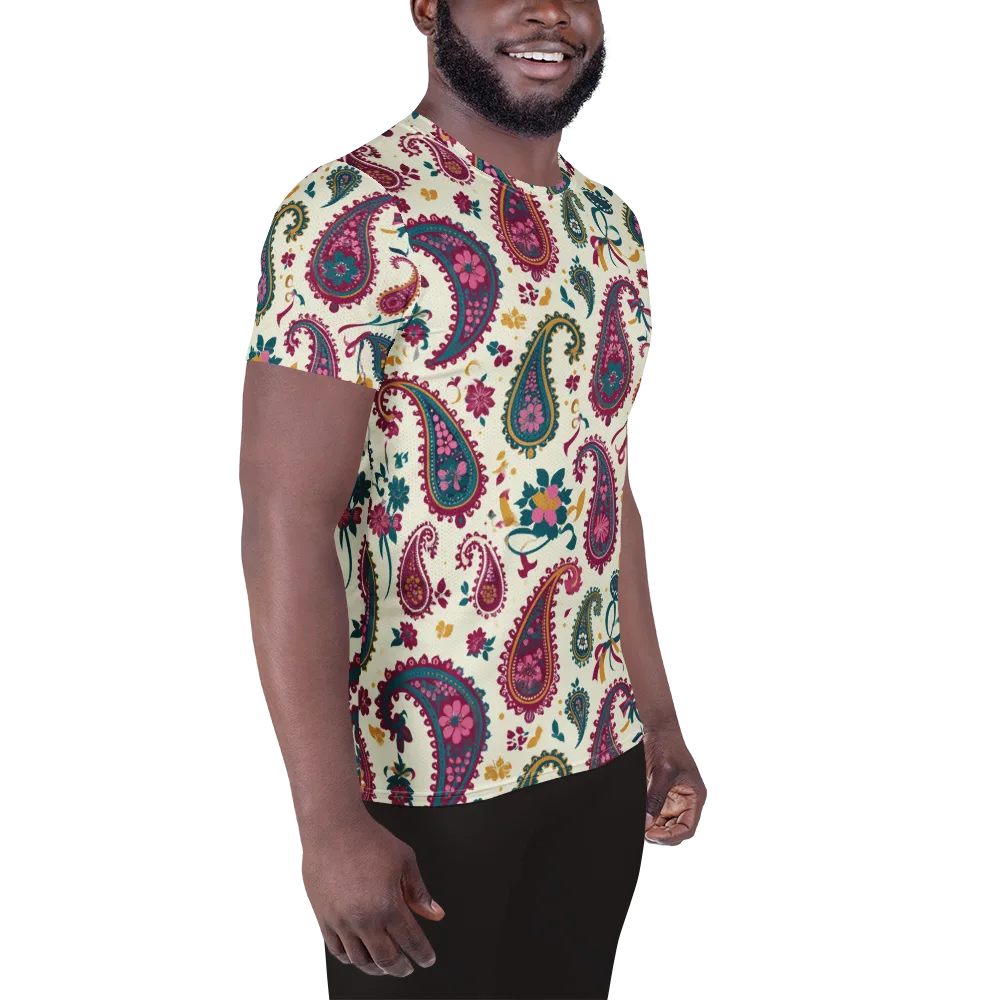 Saffron Paisley on Men's Athletic T-Shirt — Right