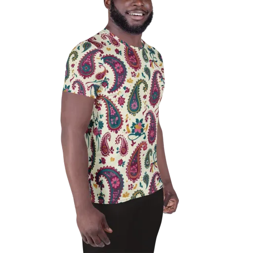 Saffron Paisley on a Men's Athletic T-Shirt