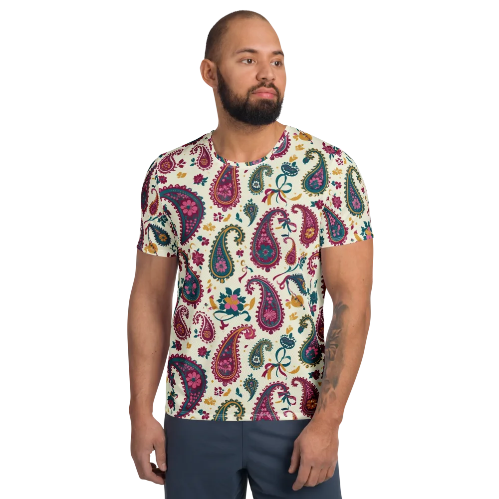 Saffron Paisley on Men's Athletic T-Shirt — Front