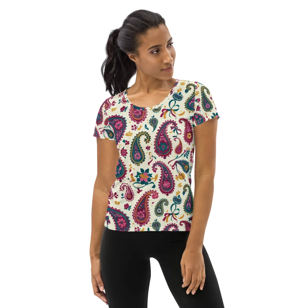 Saffron Paisley on Women's Athletic T-Shirt — Front