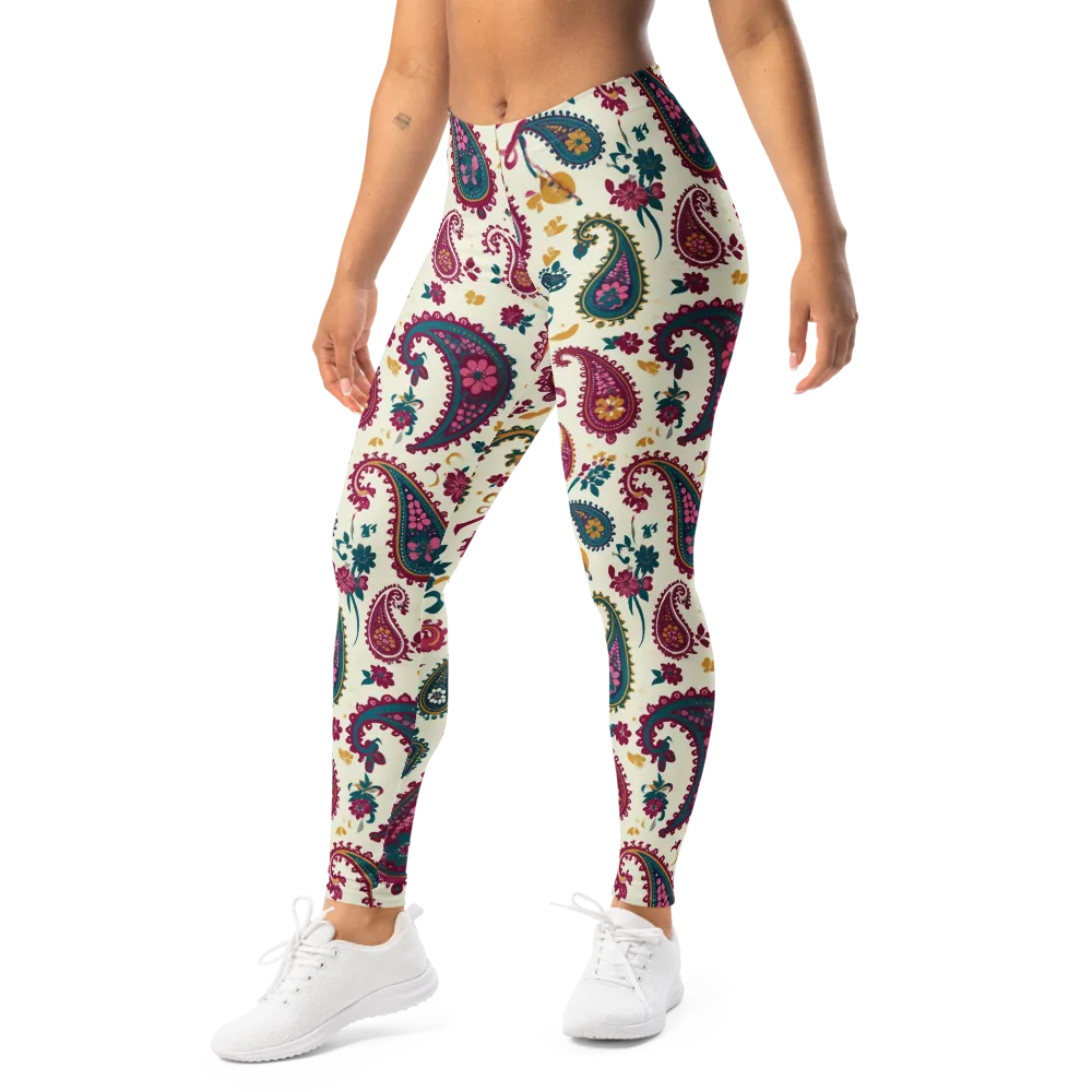 Saffron Paisley on Leggings — Left Front
