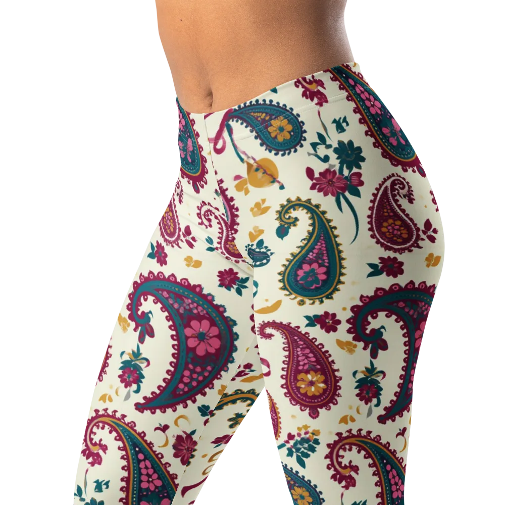 Saffron Paisley on Leggings — Left Front
