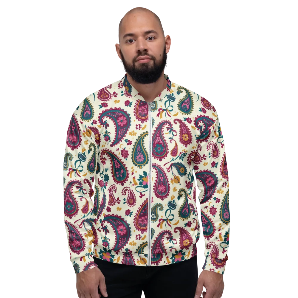 Saffron Paisley on Bomber Jacket — Front