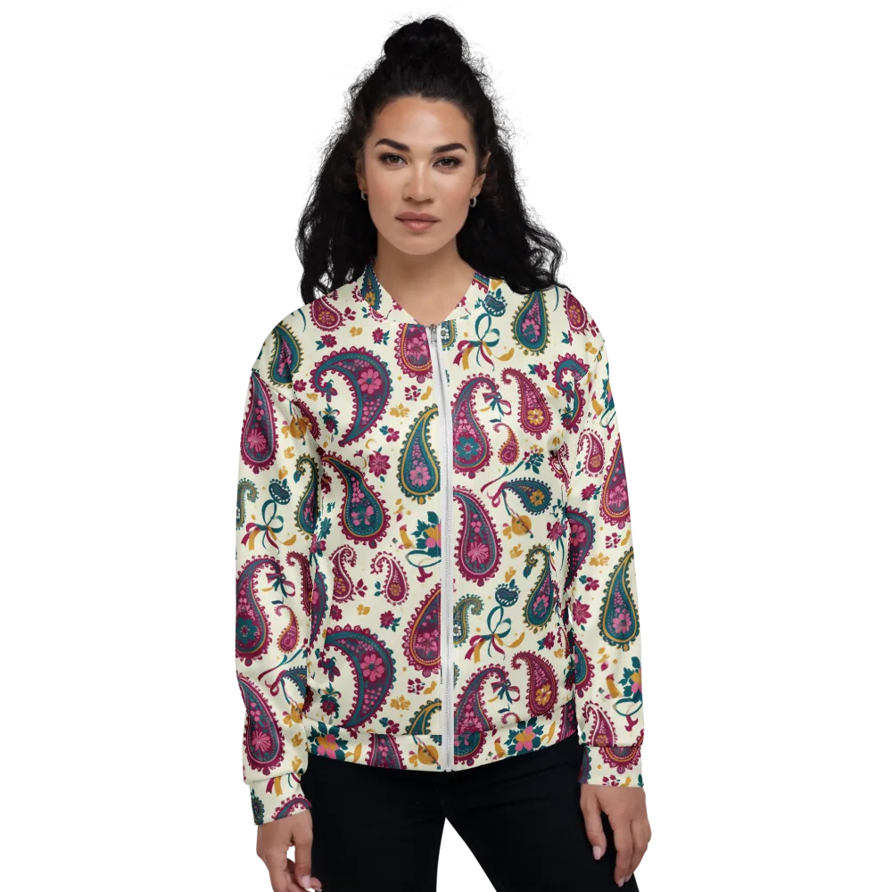 Saffron Paisley on Bomber Jacket — Front