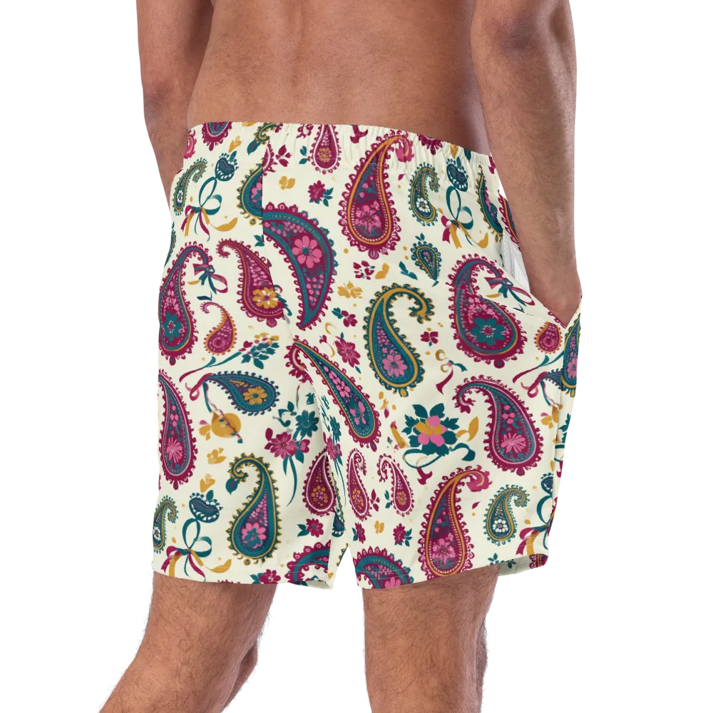 Saffron Paisley on Swim Trunks — Right Back