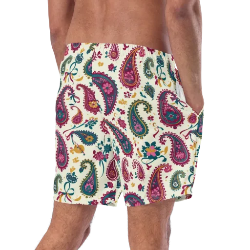 Saffron Paisley on a Swim Trunks