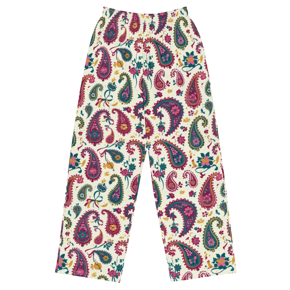 Saffron Paisley on Wide-Leg Pants — Front