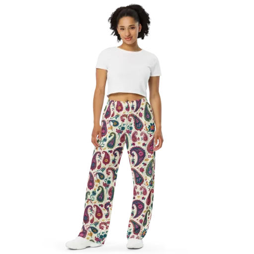 Saffron Paisley on a Wide-Leg Pants
