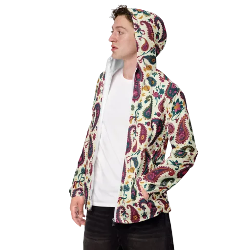 Saffron Paisley on a Men's Windbreaker