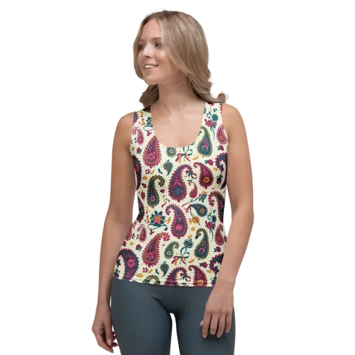 Saffron Paisley on a Women's Tank Top