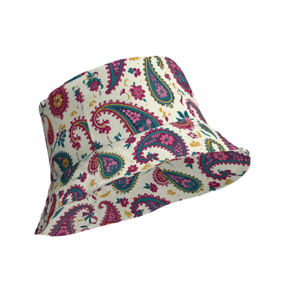 Saffron Paisley on Reversible Bucket Hat — Product details Outside