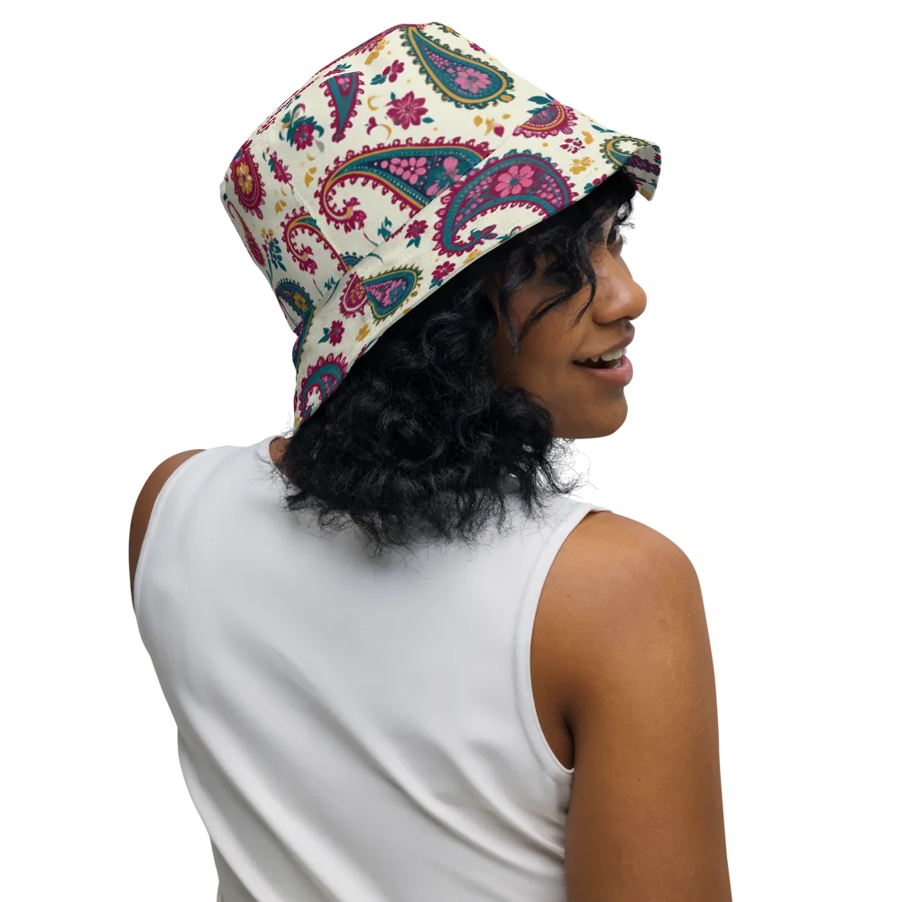 Saffron Paisley on Reversible Bucket Hat — Right Outside