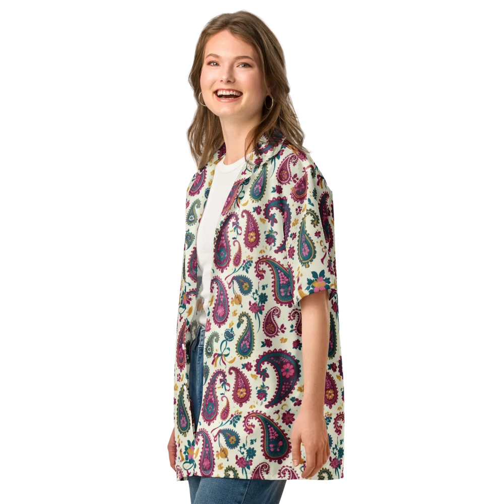 Saffron Paisley on Button Shirt — Left Front