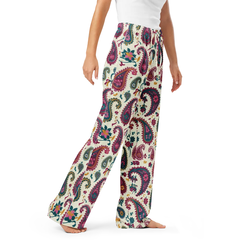 Saffron Paisley on Women's Pajama Pants — Right Front