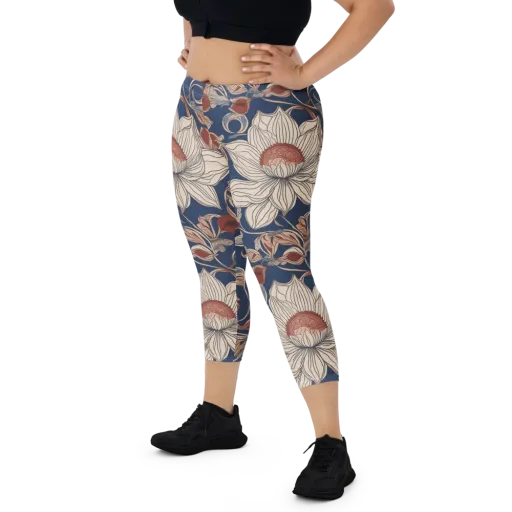 Blue Hour Botanica on a Capri Leggings