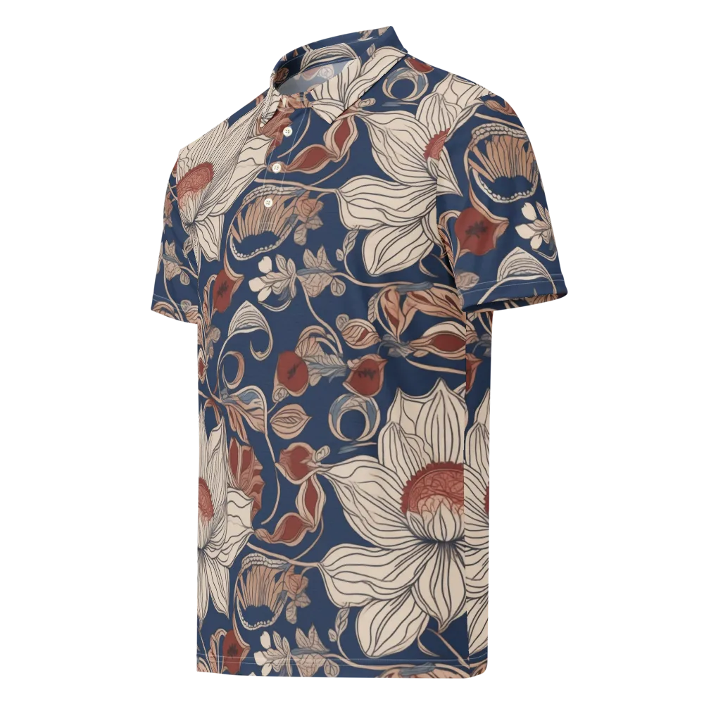 Blue Hour Botanica on Men's Slim Fit Polo Shirt — Left Front