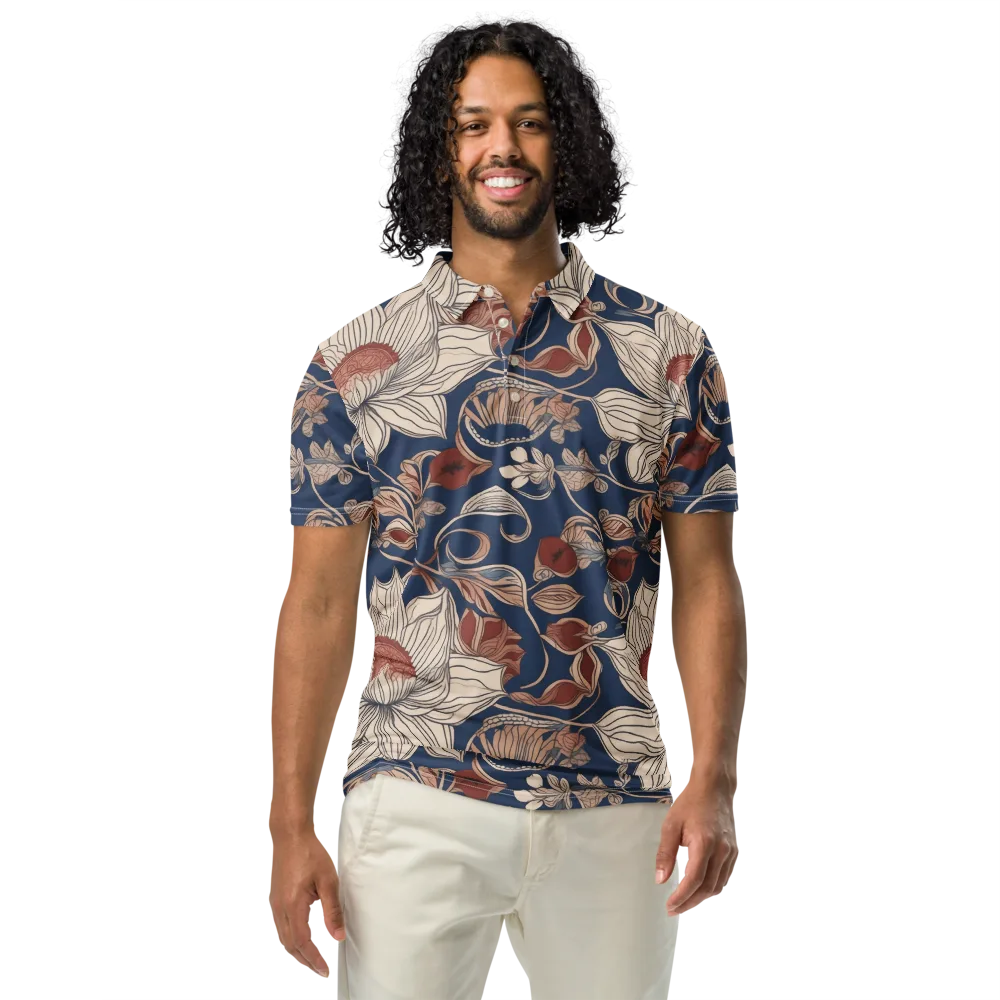 Blue Hour Botanica on Men's Slim Fit Polo Shirt — Front