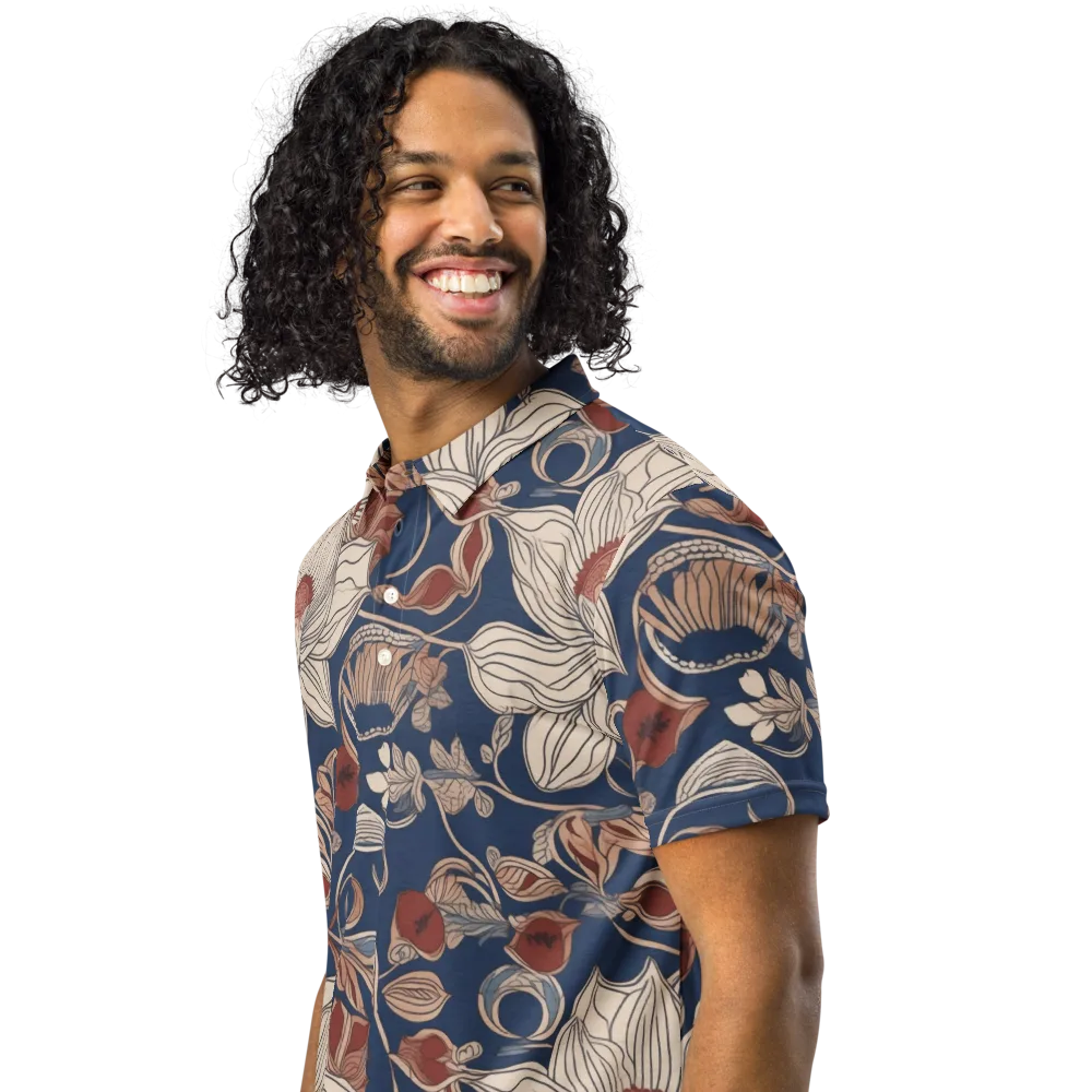 Blue Hour Botanica on Men's Slim Fit Polo Shirt — Left Front