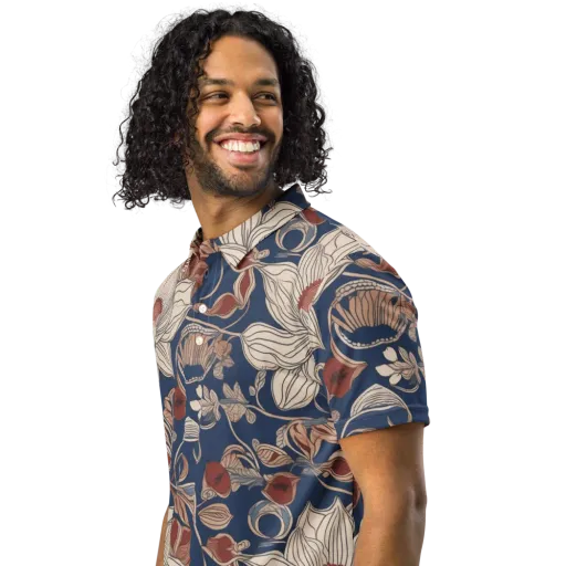 Blue Hour Botanica on a Men's Slim Fit Polo Shirt