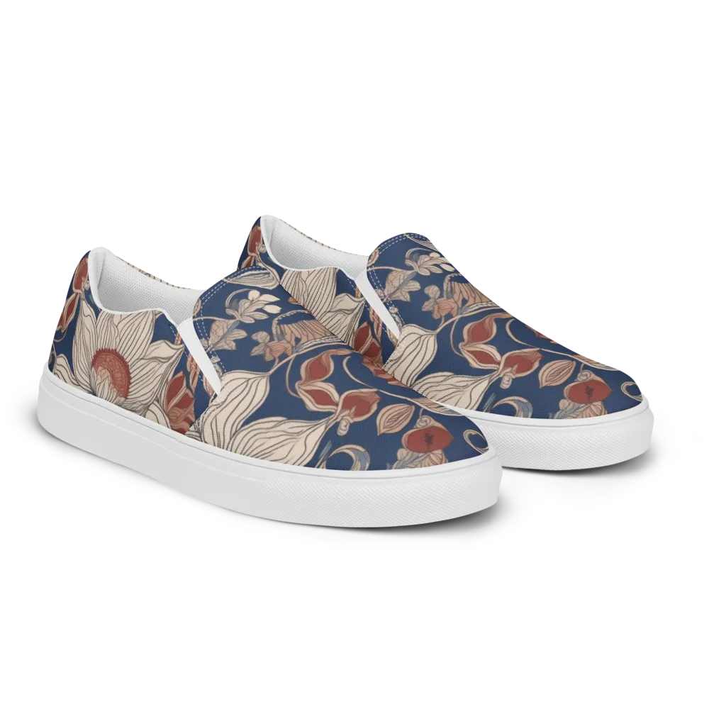 Blue Hour Botanica on Men's Slip-On Canvas Shoes — Right Front