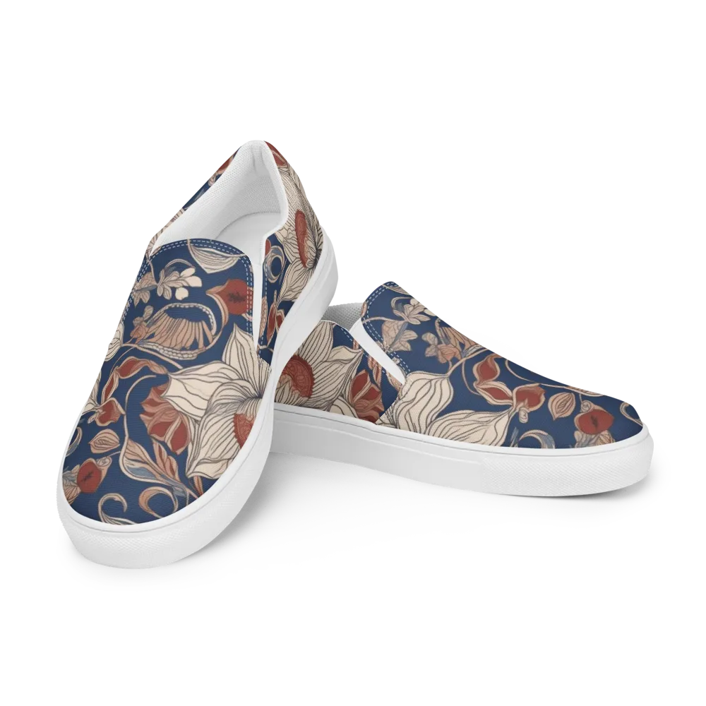 Blue Hour Botanica on Men's Slip-On Canvas Shoes — Left Front