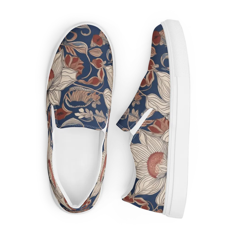Blue Hour Botanica on Men's Slip-On Canvas Shoes — Front