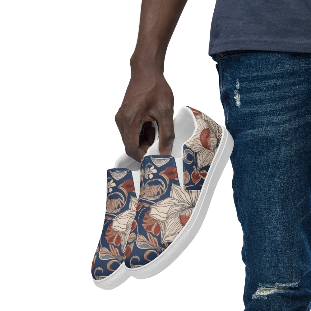 Blue Hour Botanica on Men's Slip-On Canvas Shoes — Left Front