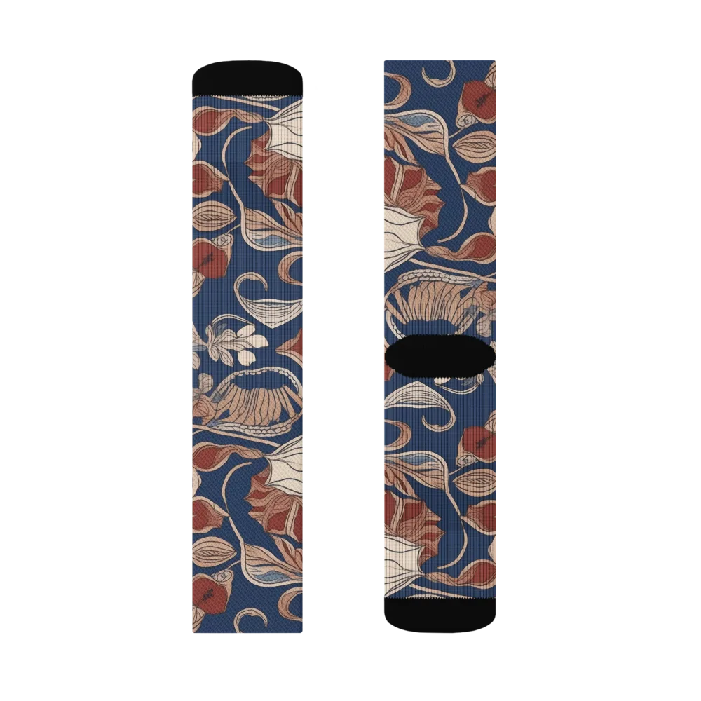 Blue Hour Botanica on Socks — Left Sock