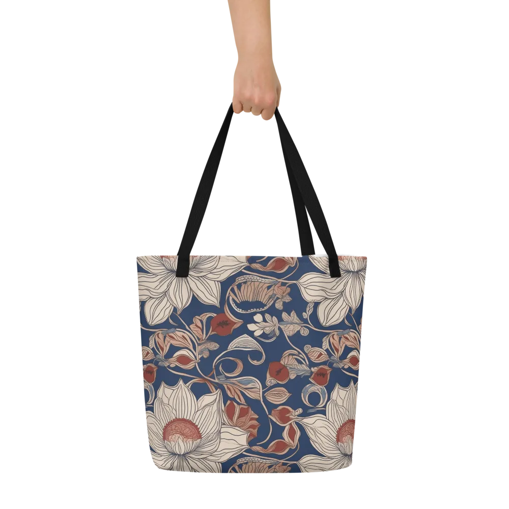Blue Hour Botanica on Large Tote Bag W/ Pocket — Front