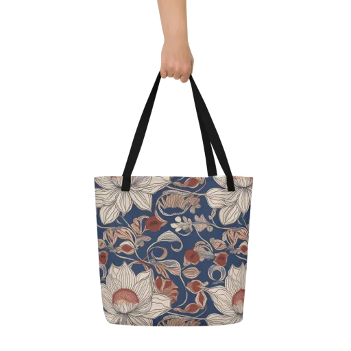 Blue Hour Botanica on a Large Tote Bag W/ Pocket