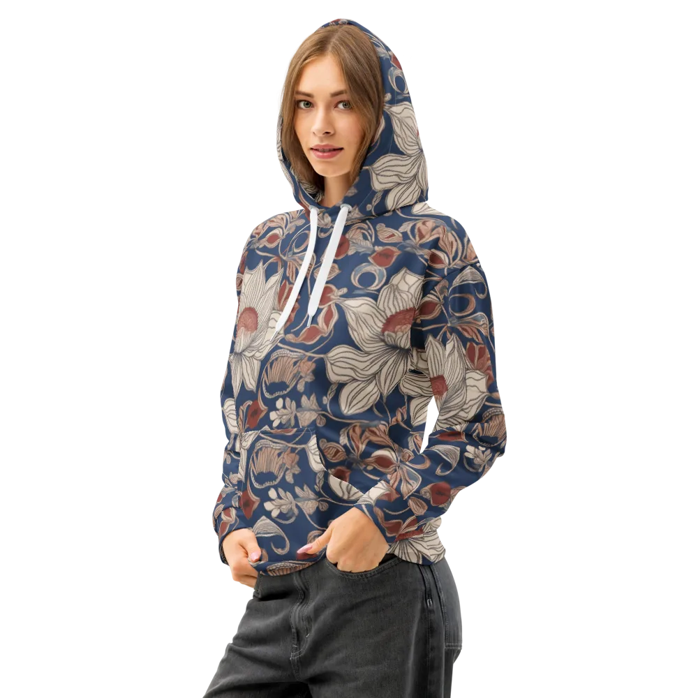 Blue Hour Botanica on Cotton Hoodie — Left Front